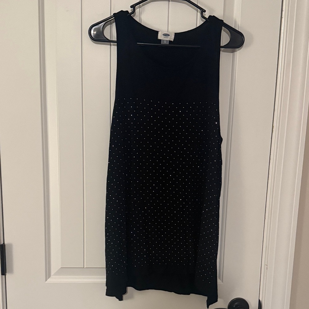 Black Sleeveless tank with rhinestones